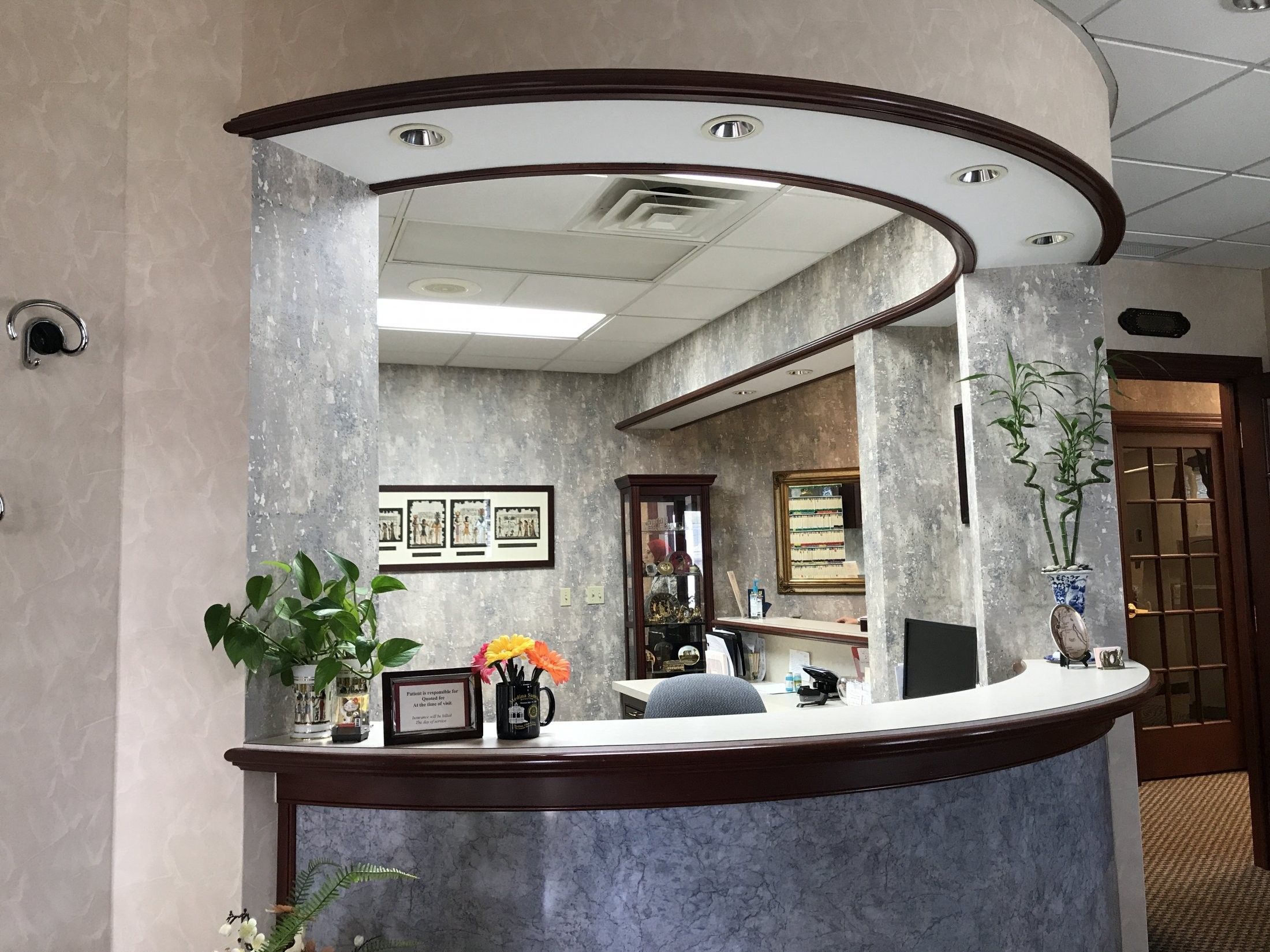 The quiet, light-filled reception area at Gentle Endodontics